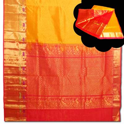"Mustard colour Venkatagiri Seiko saree SLSM-24 - Click here to View more details about this Product